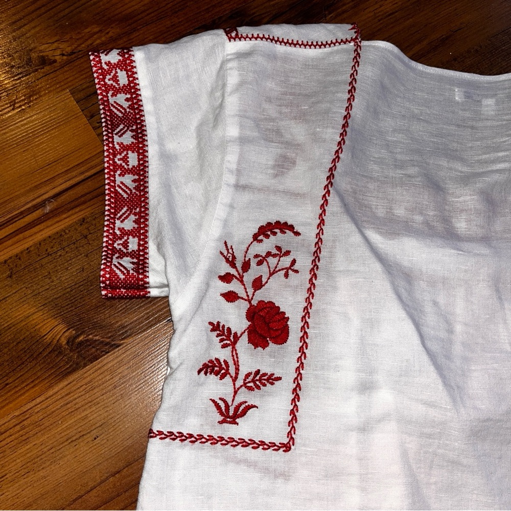 Madewell White Blouse with Red Embroidery - Picture 8 of 9